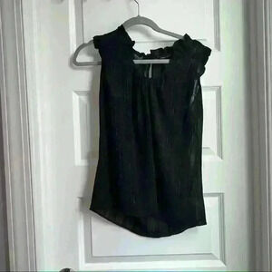 New York & Company Black silver short sleeve/cap sleeve top size xs